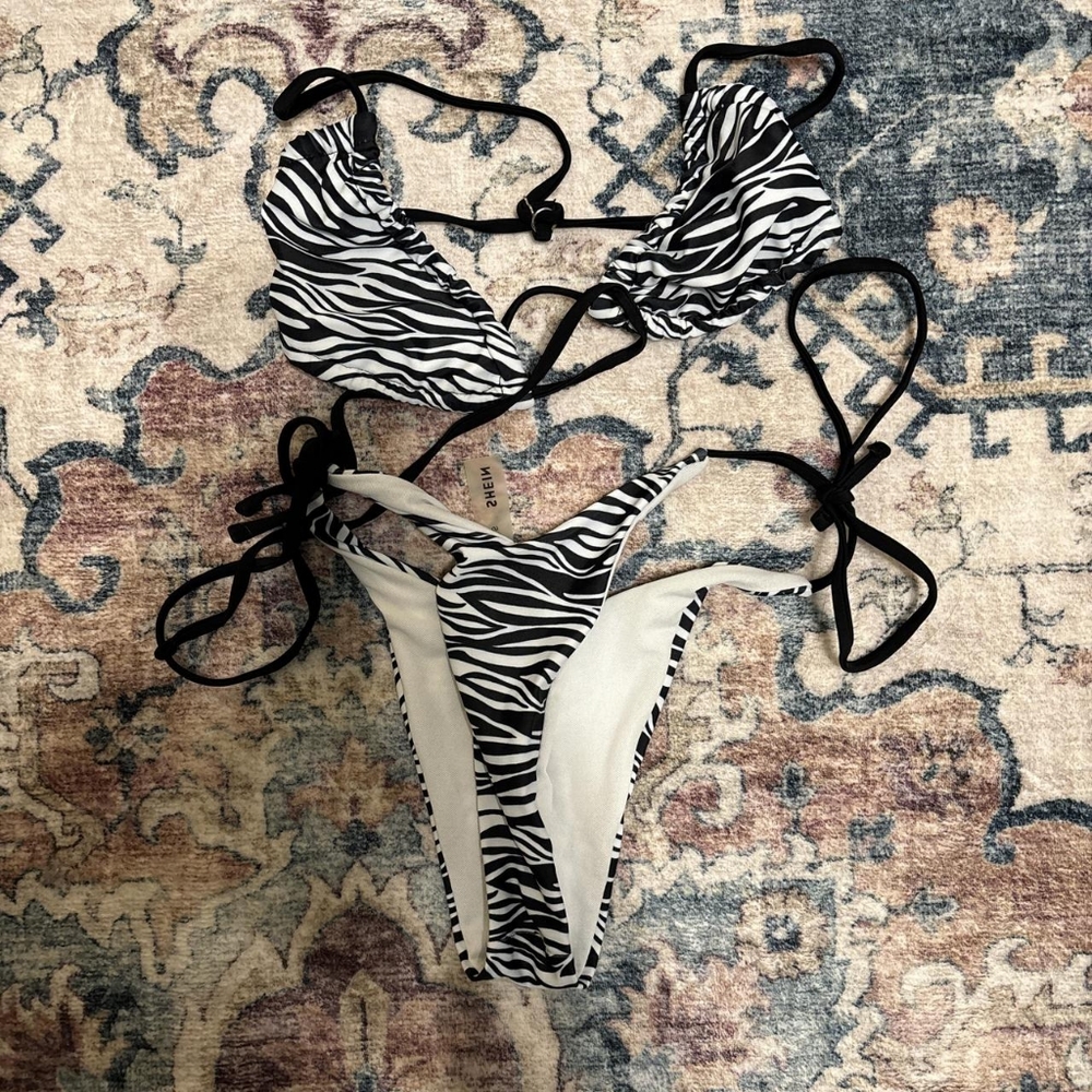 SHEIN Black and White Zebra Bikini